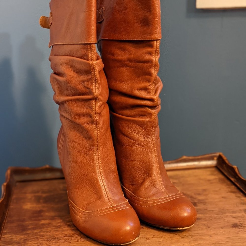 Steve Madden brown leather slouch boots